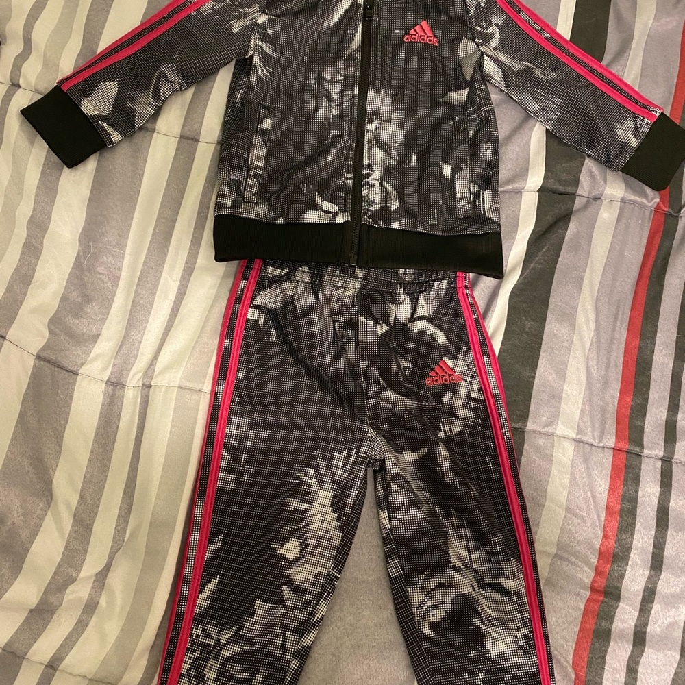 Adidas, baby girls, long sleeve jacket and pants.